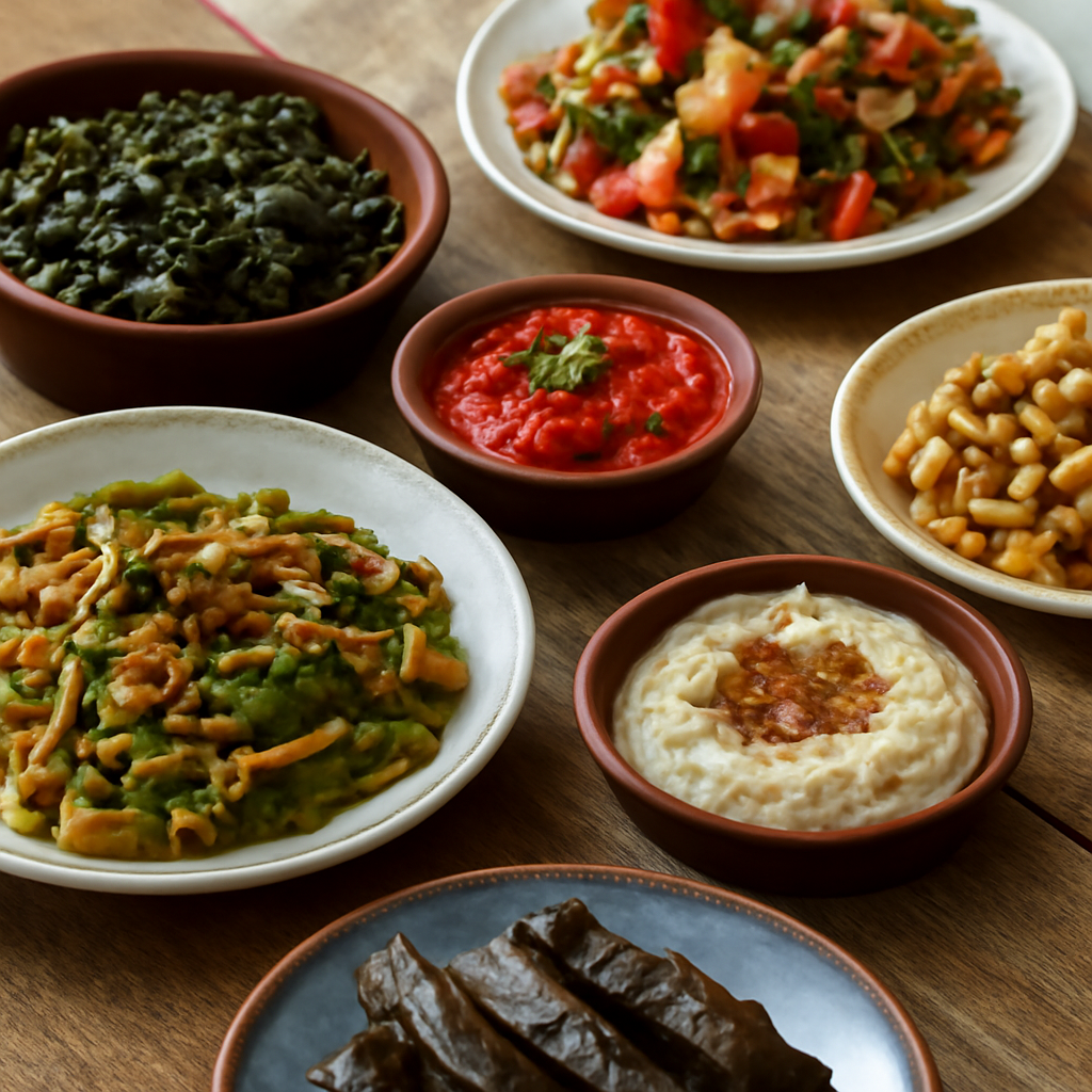 Anadolu mutfağının zengin vegan mezelerinden bir seçki.