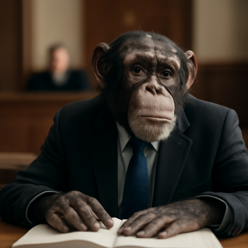 A chimpanzee, a frequent subject in legal personhood debates