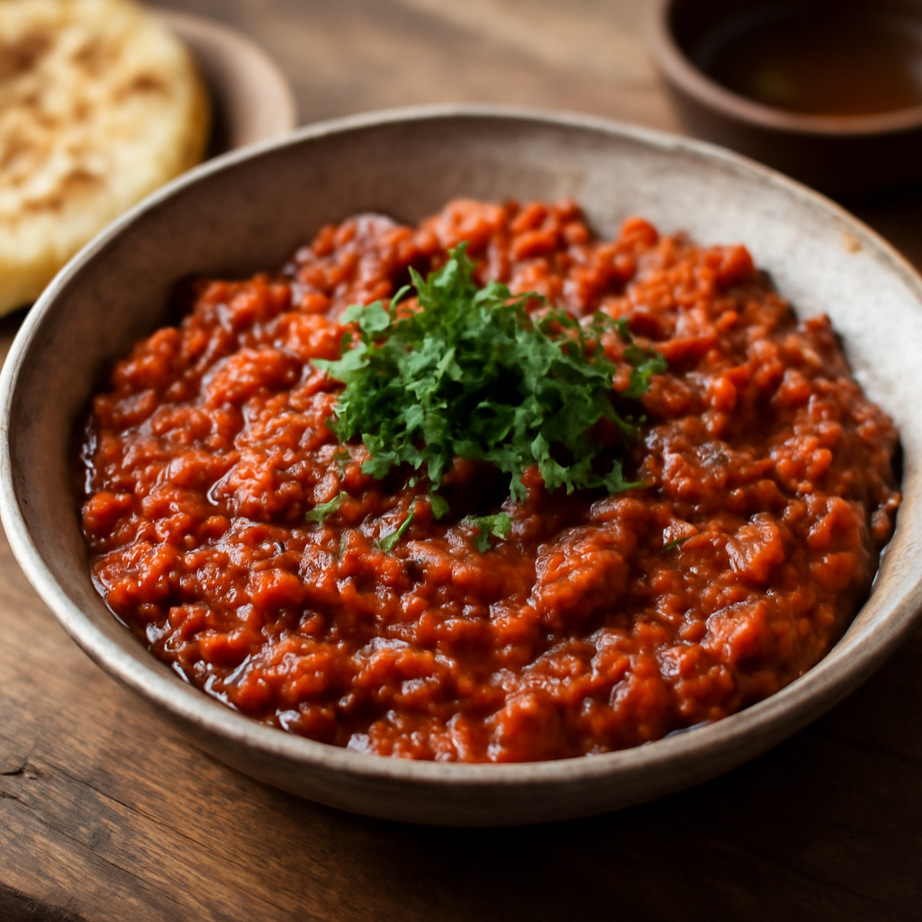 Acılı ezme, Türk mutfağının sevilen vegan mezelerinden biridir.