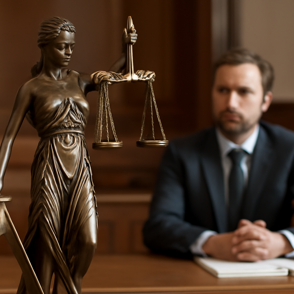 Patung Justitia melambangkan keadilan hukum universal