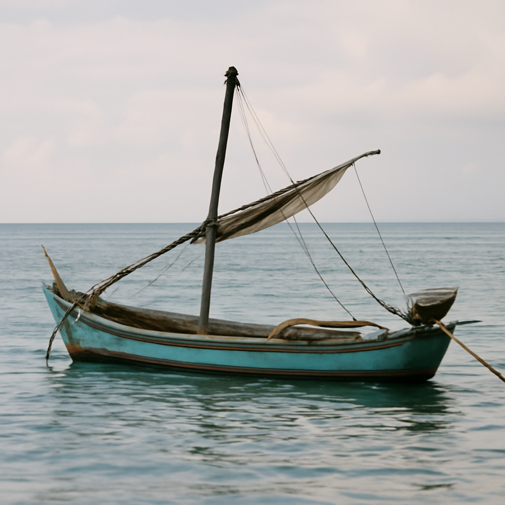 Perahu nelayan tradisional di Indonesia, simbol hubungan panjang manusia dan laut.