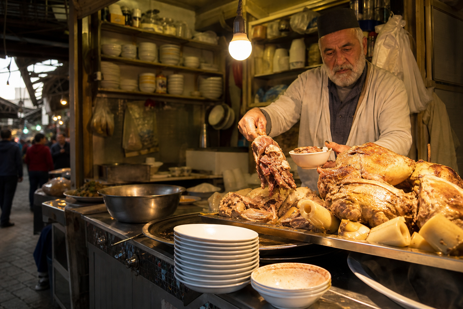 دکه غذای سنتی در بازار ایرانی