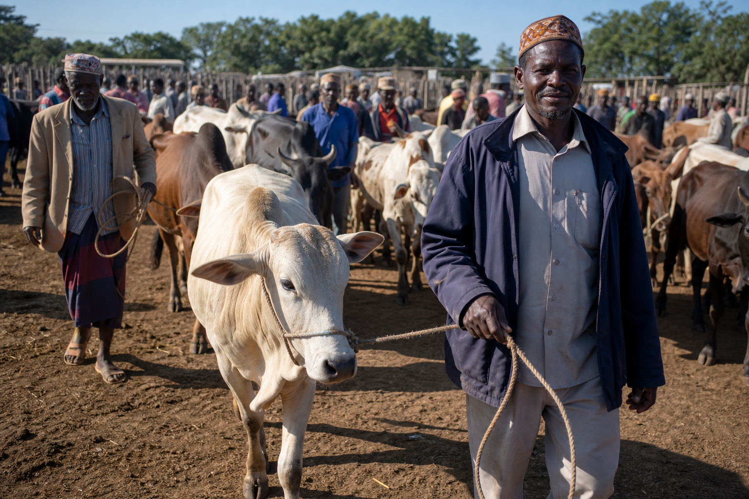 Wakulima wadogo wanaoingia sokoni na mifugo yao nchini Tanzania.