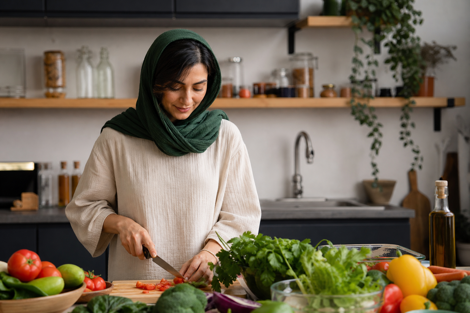 آمادهسازی غذایی سالم و گیاهی در آشپزخانه