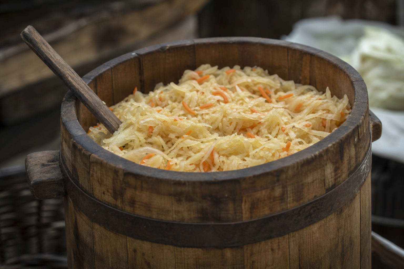 Квашеная капуста — традиционный продукт, улучшающий усвояемость питательных веществ.