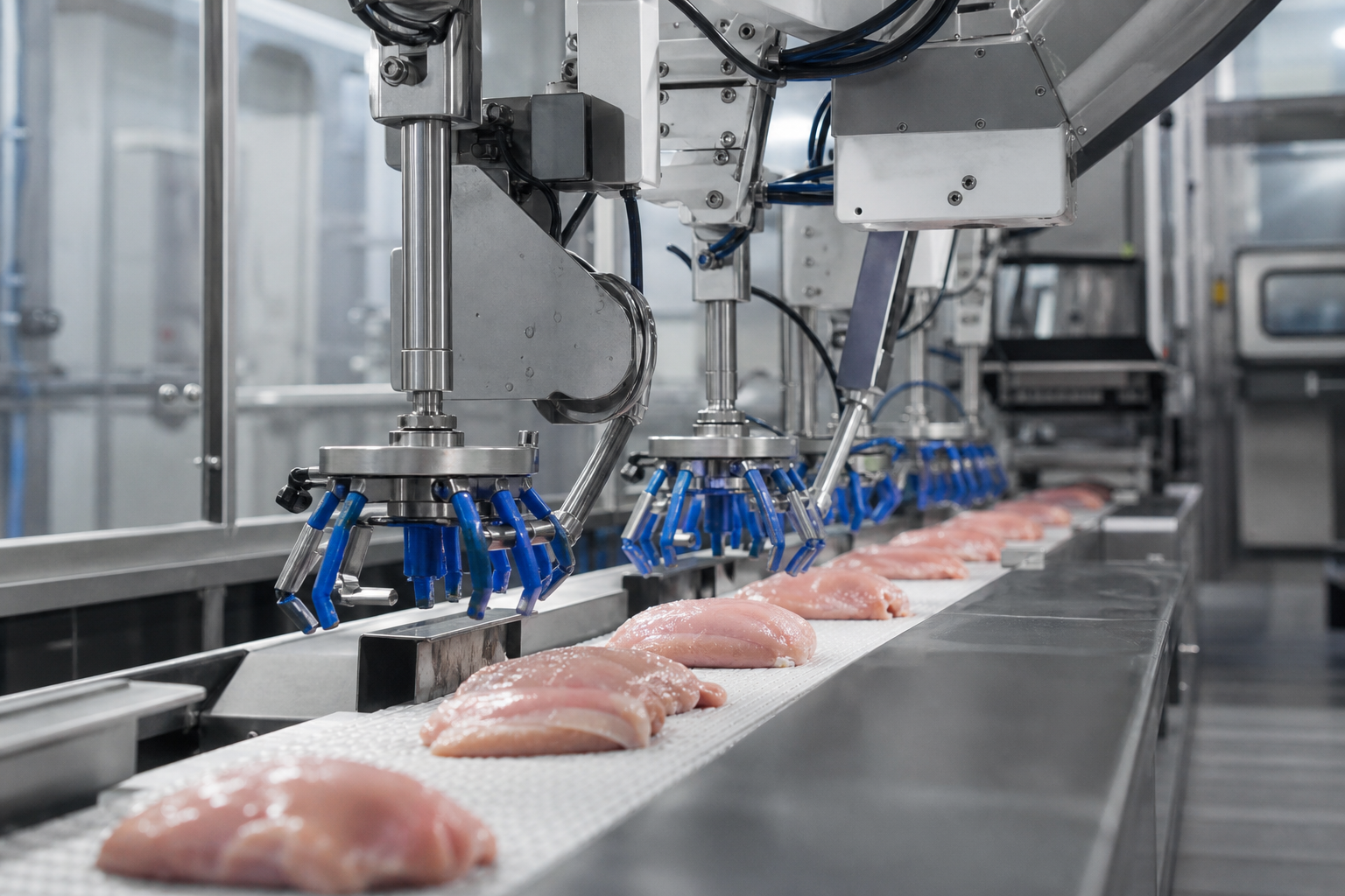 Automation is increasingly utilized in processing plants to enhance efficiency and hygiene.