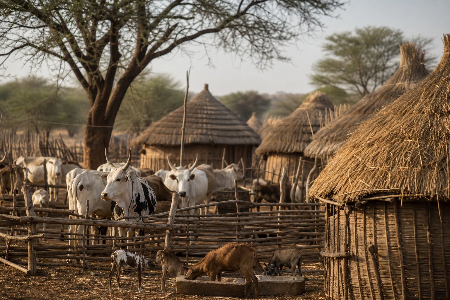 Wani kauyen Fulani na gargajiya, inda rayuwa ke da alaka da dabbobi da kuma muhalli kewaye.