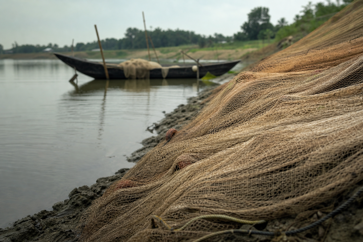 বাংলাদেশের ঐতিহ্যবাহী মাছ ধরার জাল, যা স্থানীয় মৎস্যজীবীদের জীবিকার অংশ।