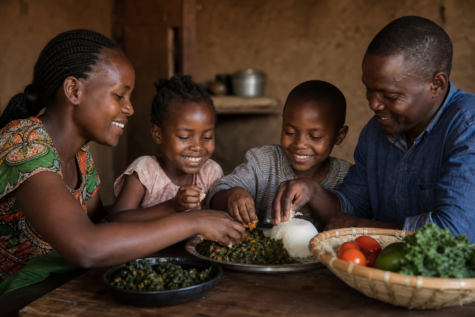 Ugali na mboga za kienyeji ni chakula kikuu na cha kusherehekewa katika tamaduni nyingi za Afrika Mashariki.