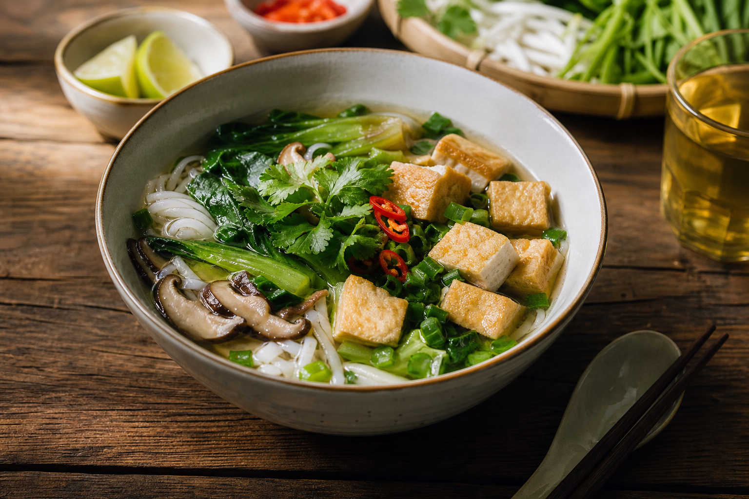 Các món bún chay với nhiều rau và đậu phụ là nguồn sắt tốt.