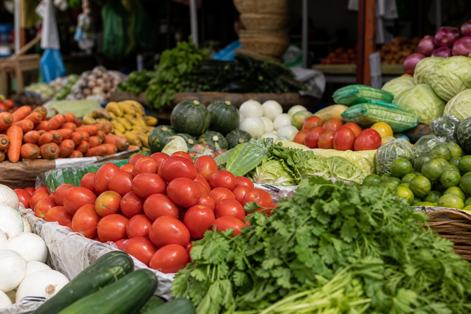 Un mercado local rebosante de productos frescos, base de una dieta saludable.