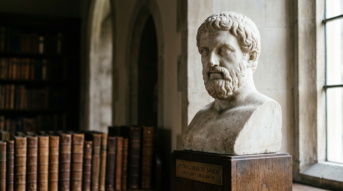 A marble bust of Pythagoras, an early proponent of vegetarianism and animal kinship.