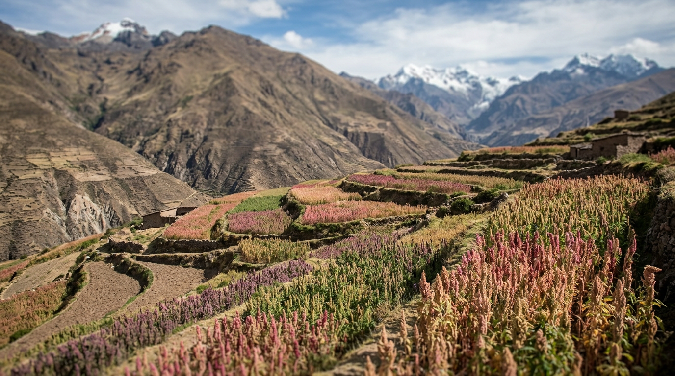 Andes urqukunapi qañiwa tarpuykuna, allin mikhunata hap'iq.