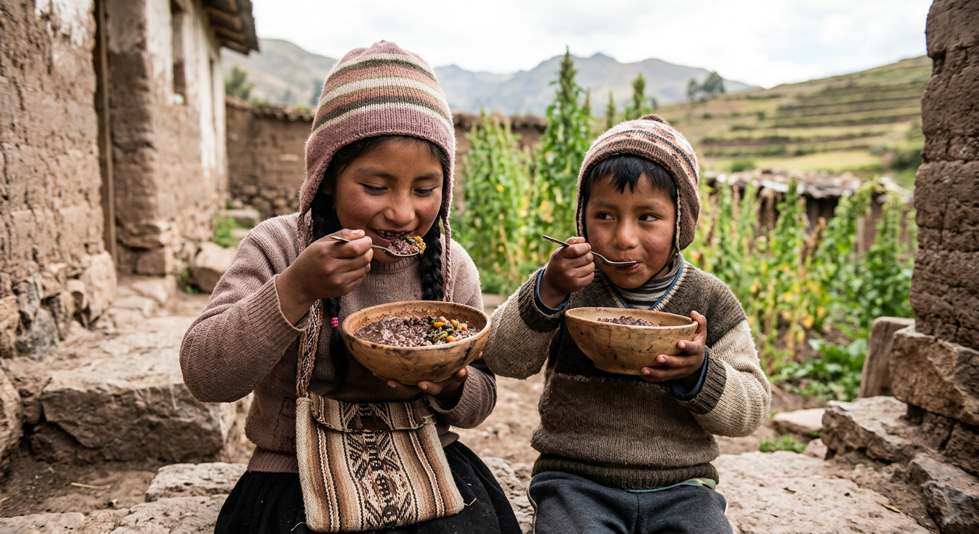 Andes urqukunapi wawakuna qañiwa mikhuyta mikhusqanku.
