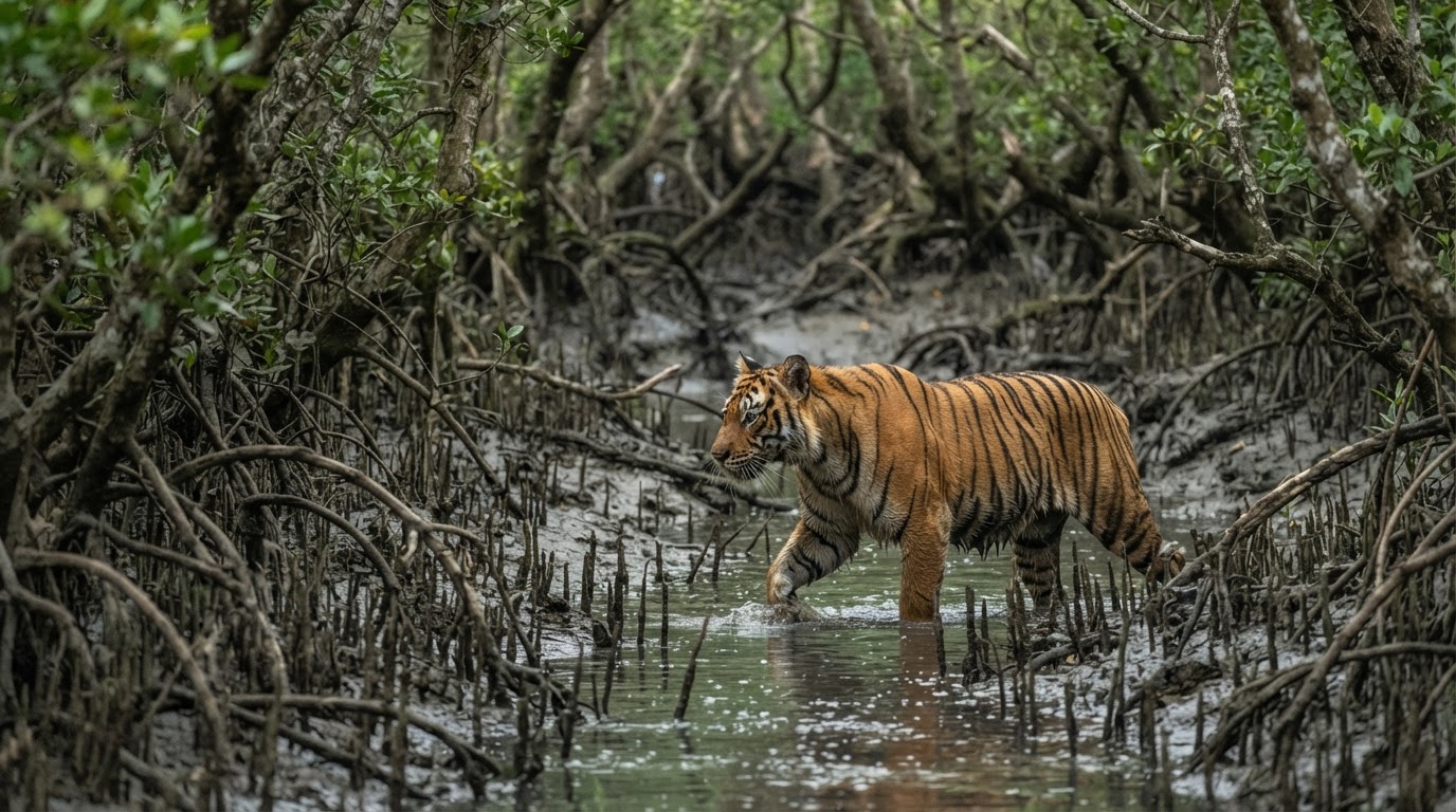 সুন্দরবনের ম্যানগ্রোভ অরণ্য যেখানে বাঘ দেখা যায়
