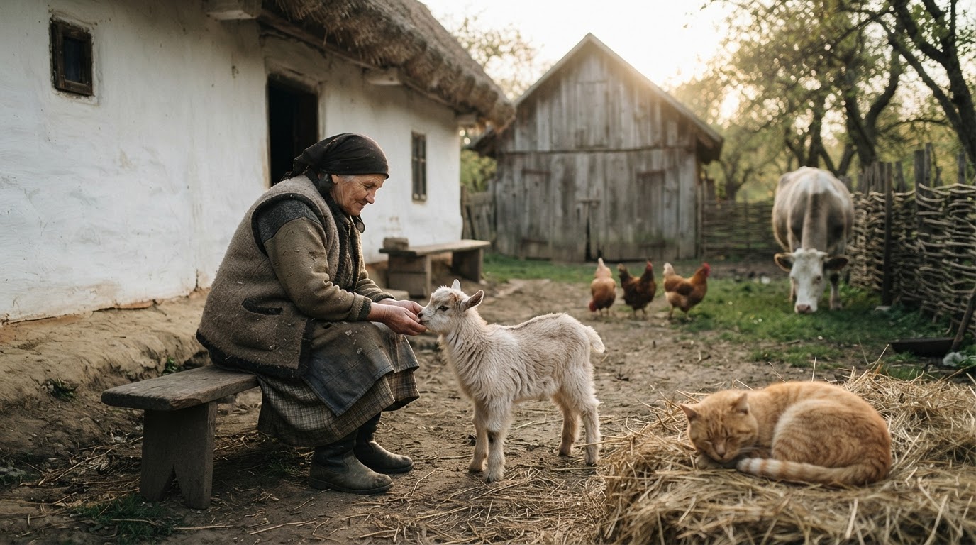 Традиційне українське подвір'я з тваринами