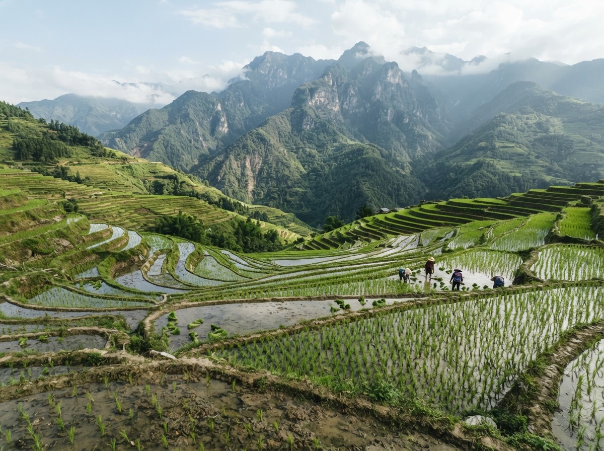中国的稻田景观,代表了亚洲重要的植物性食物生产基地,其环境承载力需要被重视。