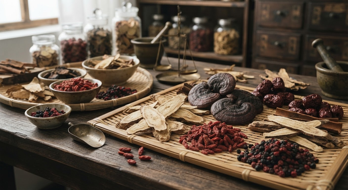 Traditional Chinese Medicine often features a variety of plant-based ingredients believed to promote health and longevity.
