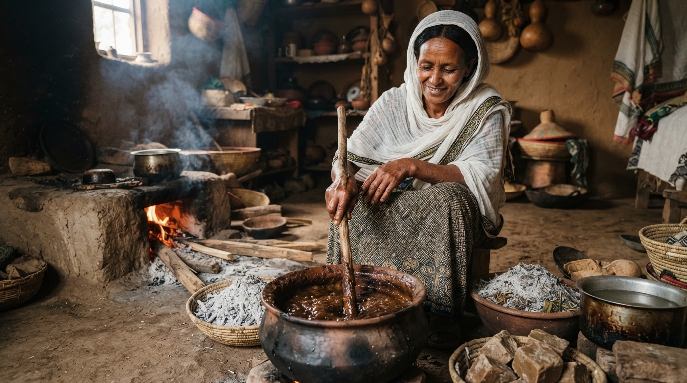 በኢትዮጵያዊት ሴት ከዕፅዋት አመድ የሚሰራ ባህላዊ ሳሙና