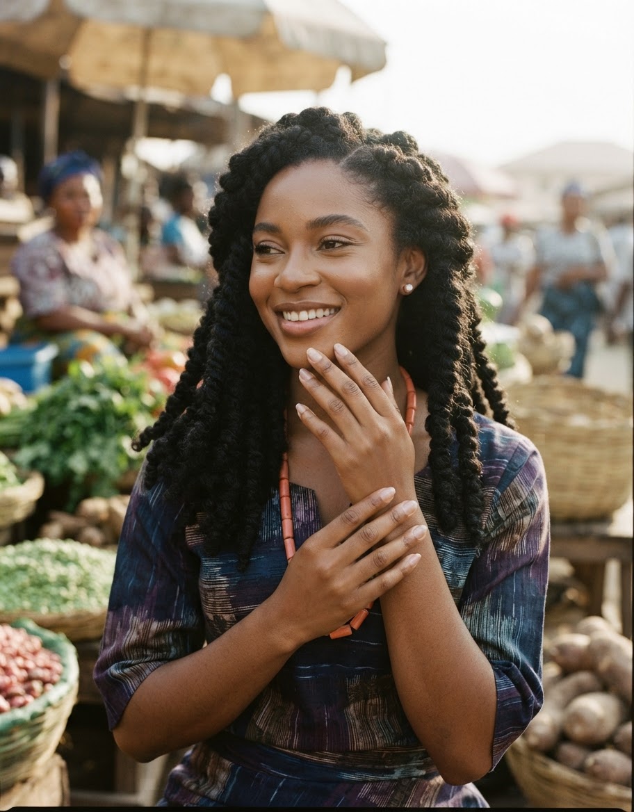 Obìnrin Yorùbá kan tí irun rẹ̀ lágbára, tí àwọn kòkòrò inú rẹ̀ sì dáradára.