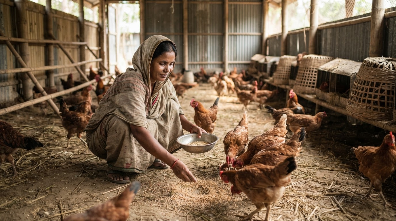বাংলাদেশের একটি গ্রামীণ মুরগির খামার