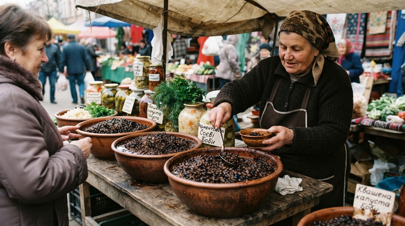 Свіжі ферментовані чорні соєві боби на ринку в Україні