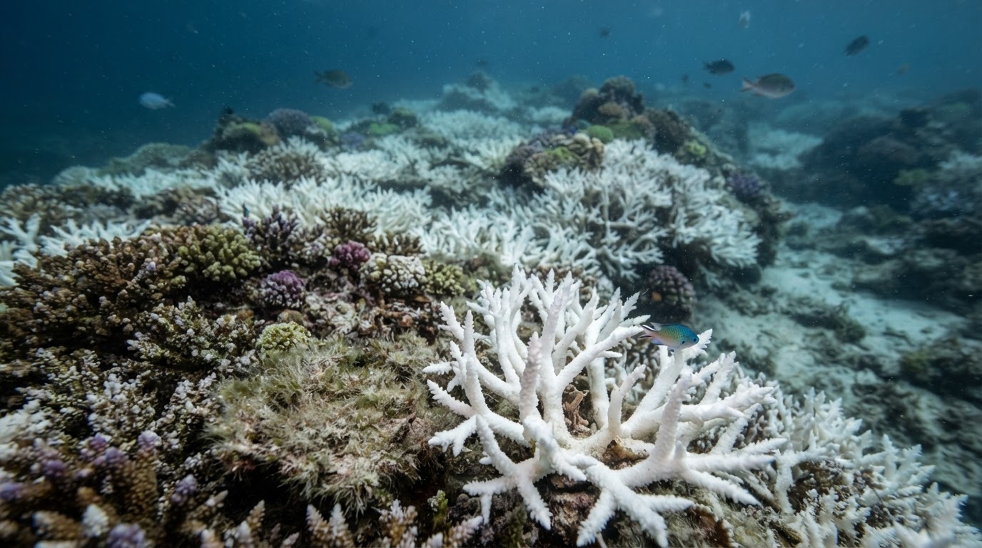 海洋酸性化は、サンゴ礁の白化現象など、海洋生態系全体に広範な影響を及ぼします。
