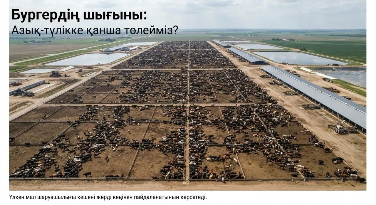 Үлкен мал шаруашылығы кешені жерді кеңінен пайдаланатынын көрсетеді.