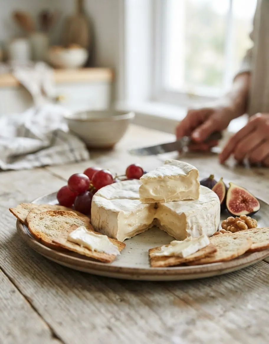 Artisan vegan Brie offers a sophisticated, creamy texture and flavour profile.