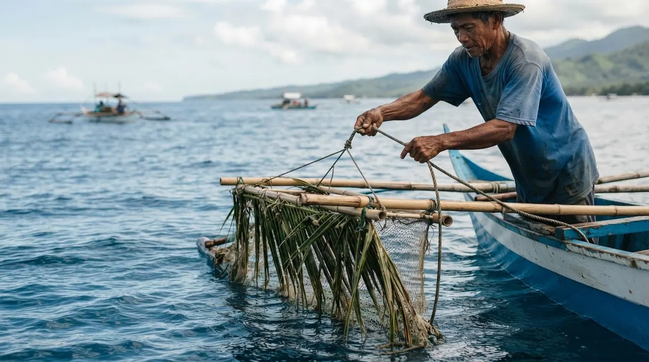 Isang maliit na FAD na ginagamit ng mangingisda sa Pilipinas upang makaakit ng isda.
