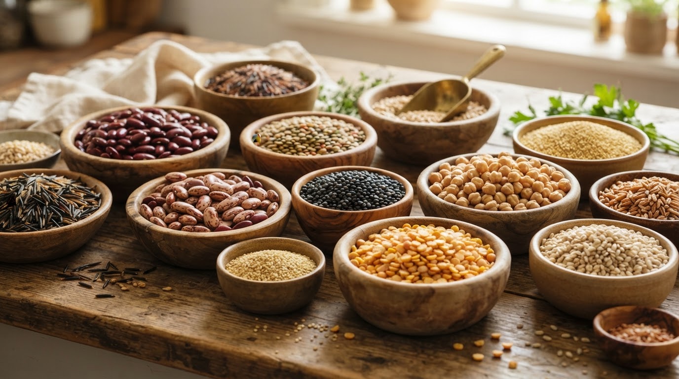 تنوع حبوبات و غلات، ستون فقرات یک رژیم غذایی گیاهی سالم.