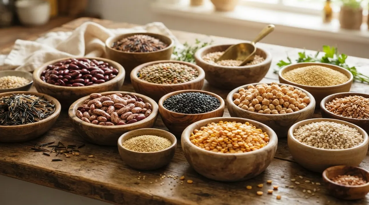 تنوع حبوبات و غلات، ستون فقرات یک رژیم غذایی گیاهی سالم.