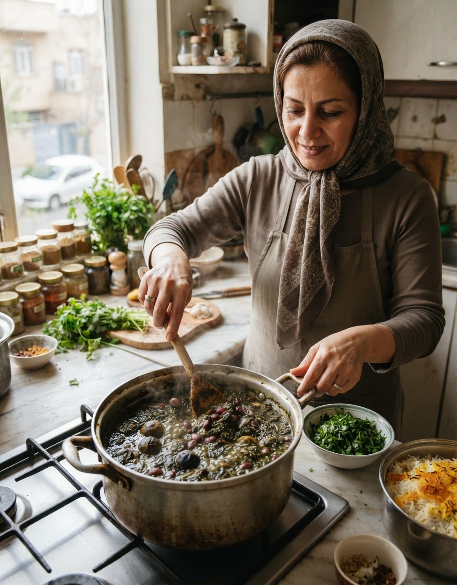 خورشت قورمه سبزی گیاهی، نمایشی از سازگاری غذاهای سنتی