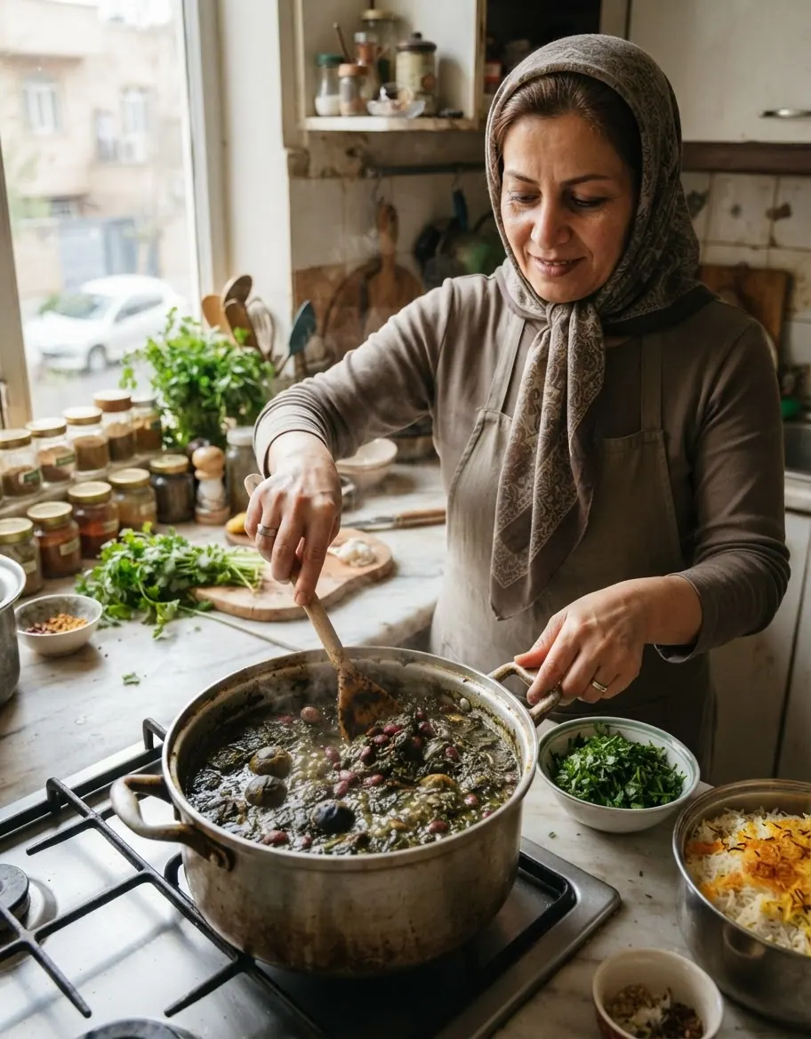 خورشت قورمه سبزی گیاهی، نمایشی از سازگاری غذاهای سنتی