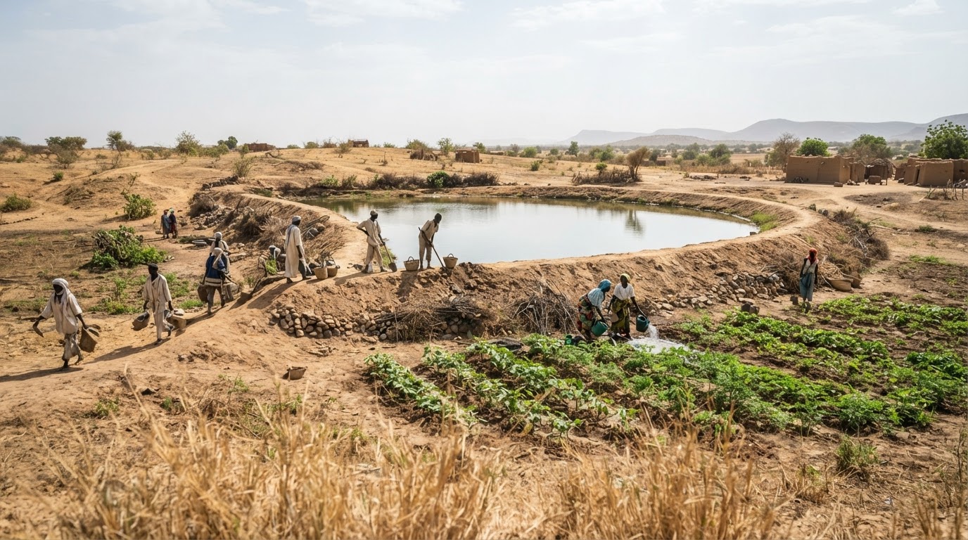 Hanyoyin tattara ruwan sama da ginawa a yankunan Sahel don amfani a lokacin rani.