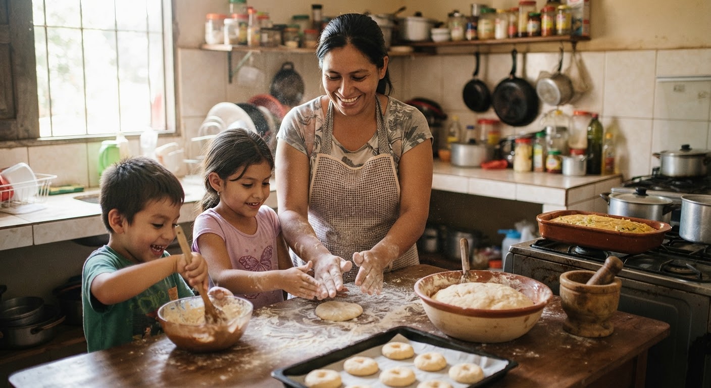 Sy ha ifamilia oñemongakuaáva tembi'u yma guaréva reheve.
