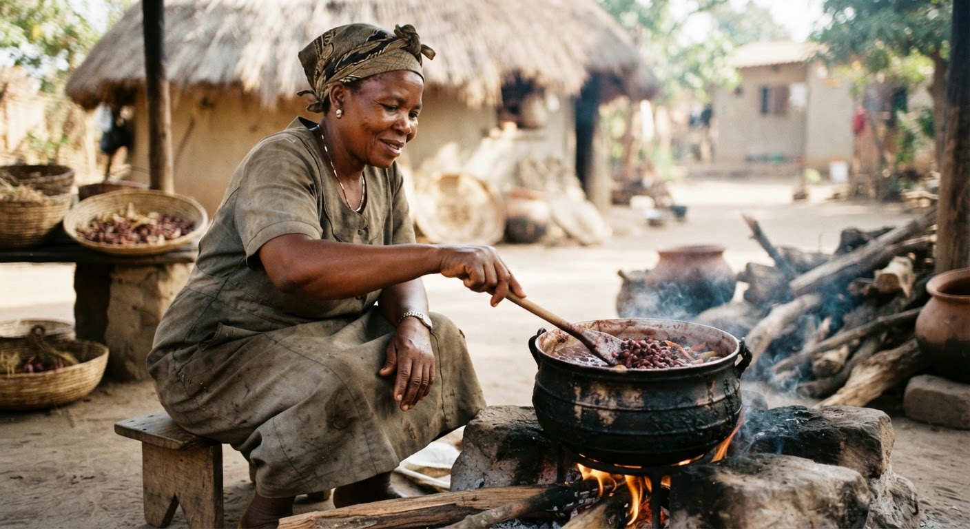 Feijões cozinhados lentamente, um prato base rico em nutrientes e sabor.