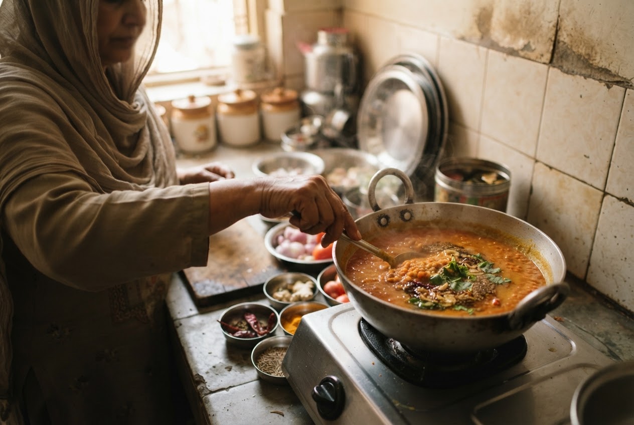 مسور کی دال، پاکستان میں ایک بنیادی سبزی خور غذا کا جزو۔