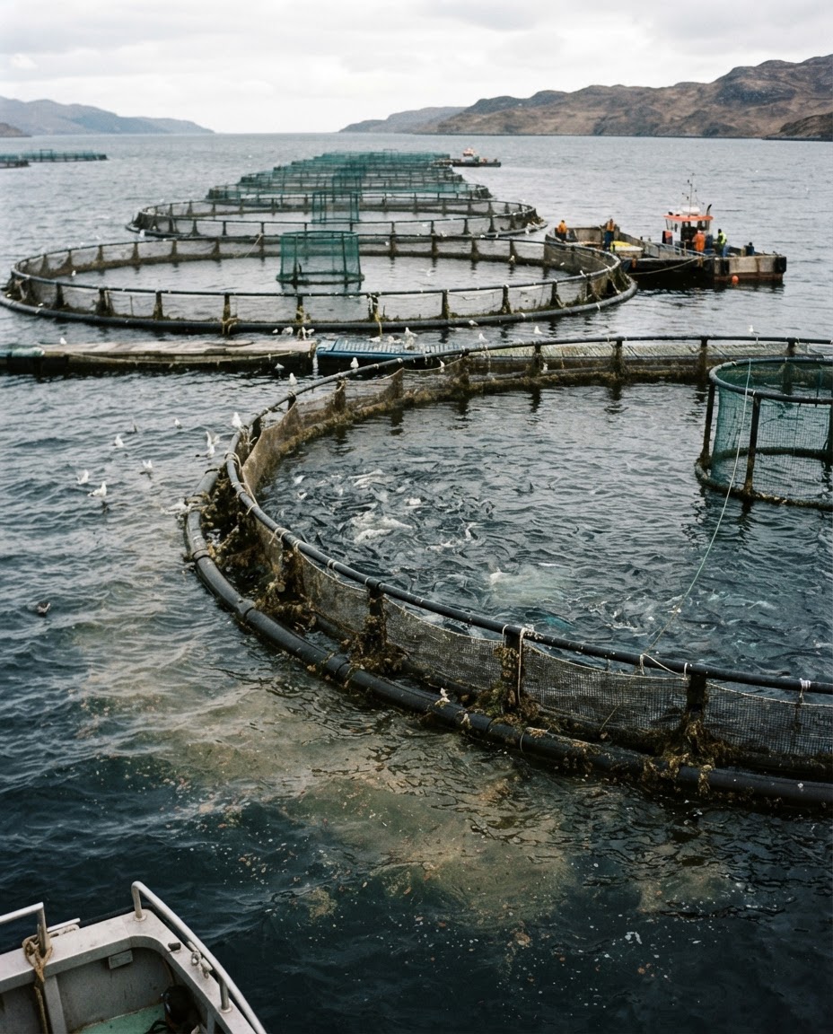 Large-scale fish farms can have significant environmental impacts, including nutrient pollution and disease spread.