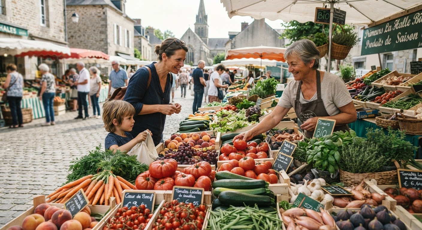 La richesse des marchés locaux, comme celui-ci en France, offre une abondance de produits frais et de saison, parfaits pour une alimentation végétale diversifiée.