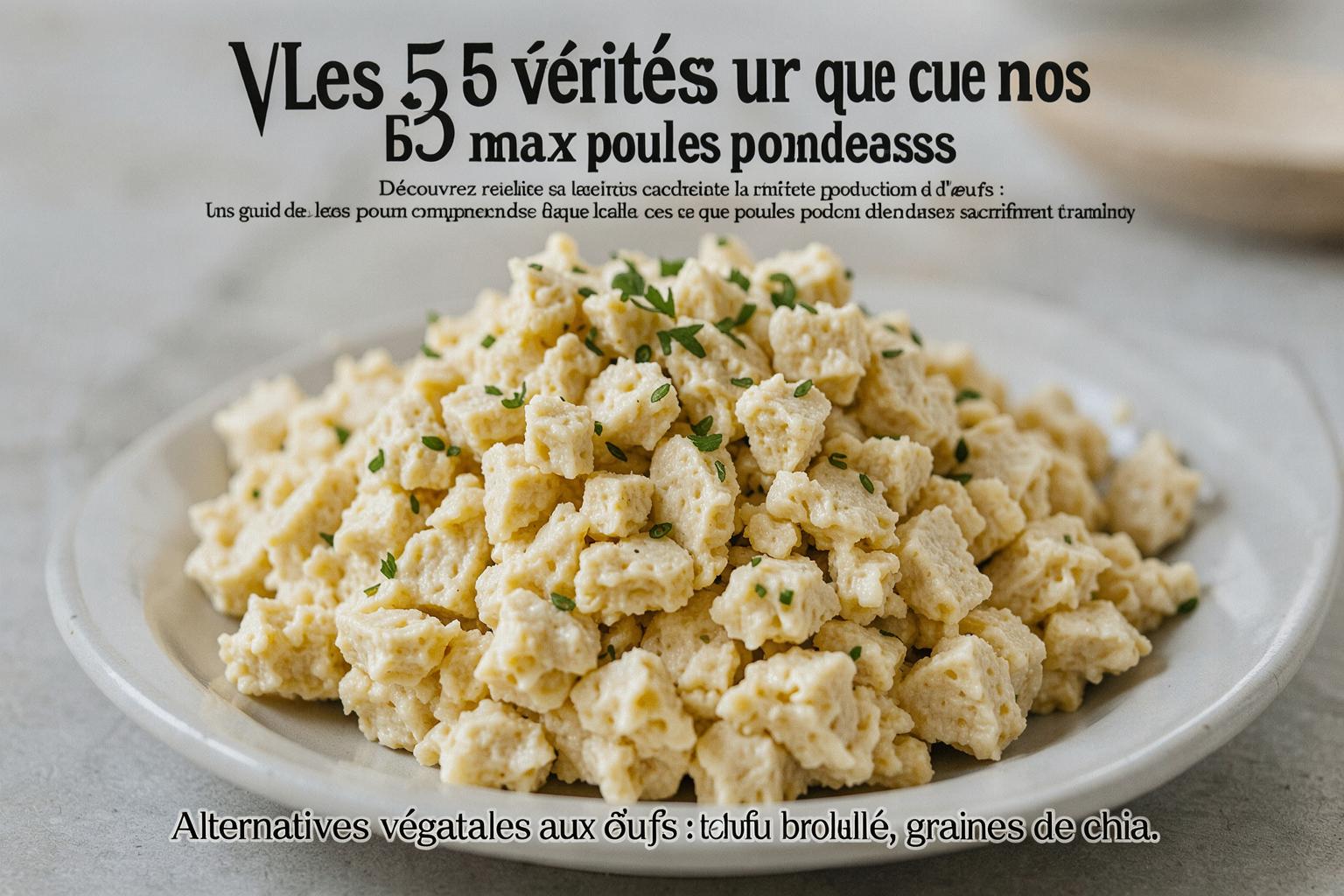 Alternatives végétales aux œufs : tofu brouillé, graines de chia