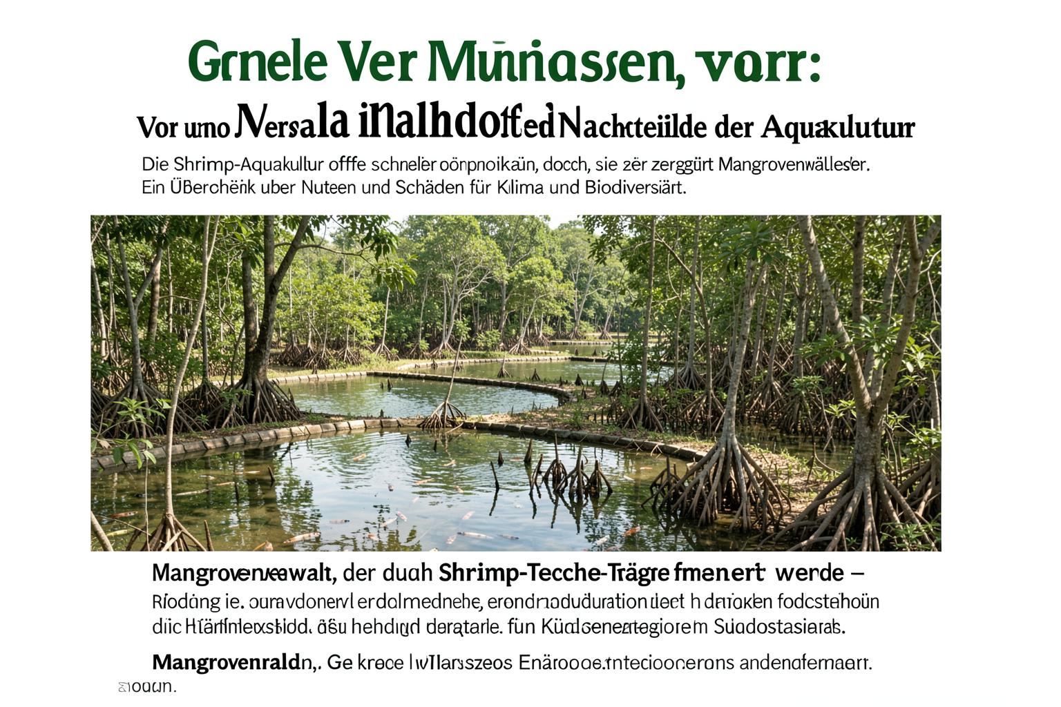 Mangrovenwald, der durch Shrimp-Teiche fragmentiert wurde – ein häufiges Bild in Küstenregionen Südostasiens.
