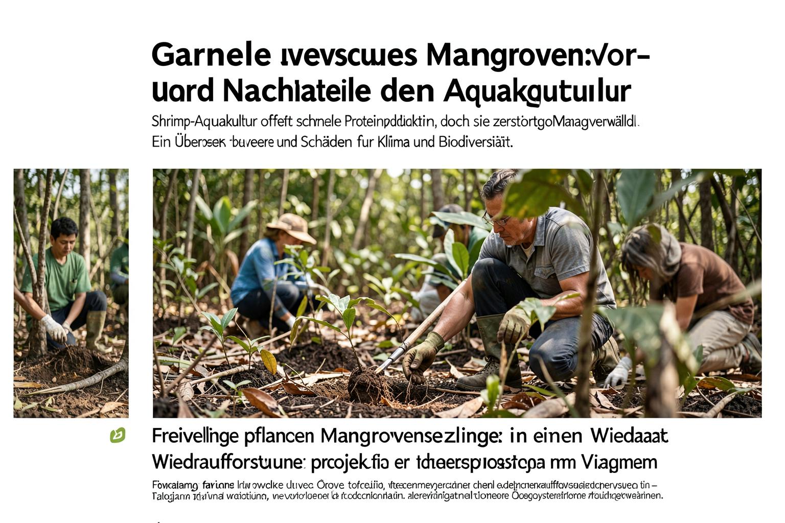 Freiwillige pflanzen Mangrovensetzlinge in einem Wiederaufforstungsprojekt in Vietnam – Teil von Initiativen, die verlorene Ökosysteme zurückgewinnen.