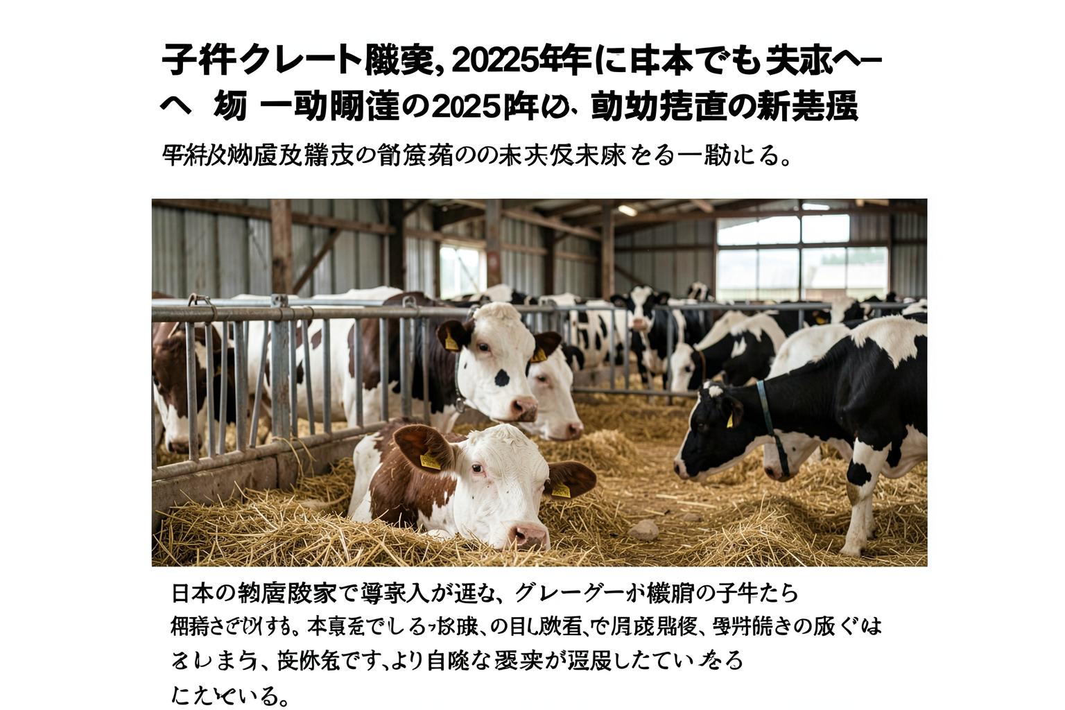 日本の畜産農家で導入が進む、グループ飼育の子牛たち。ストロー敷きの床で、より自然な環境が提供されている。