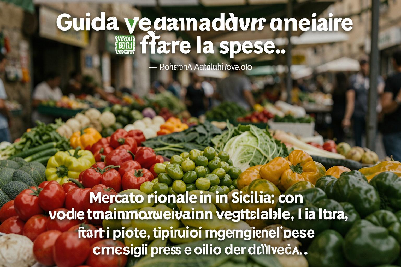 Mercato rionale in Sicilia con verdure fresche e olio d'oliva.