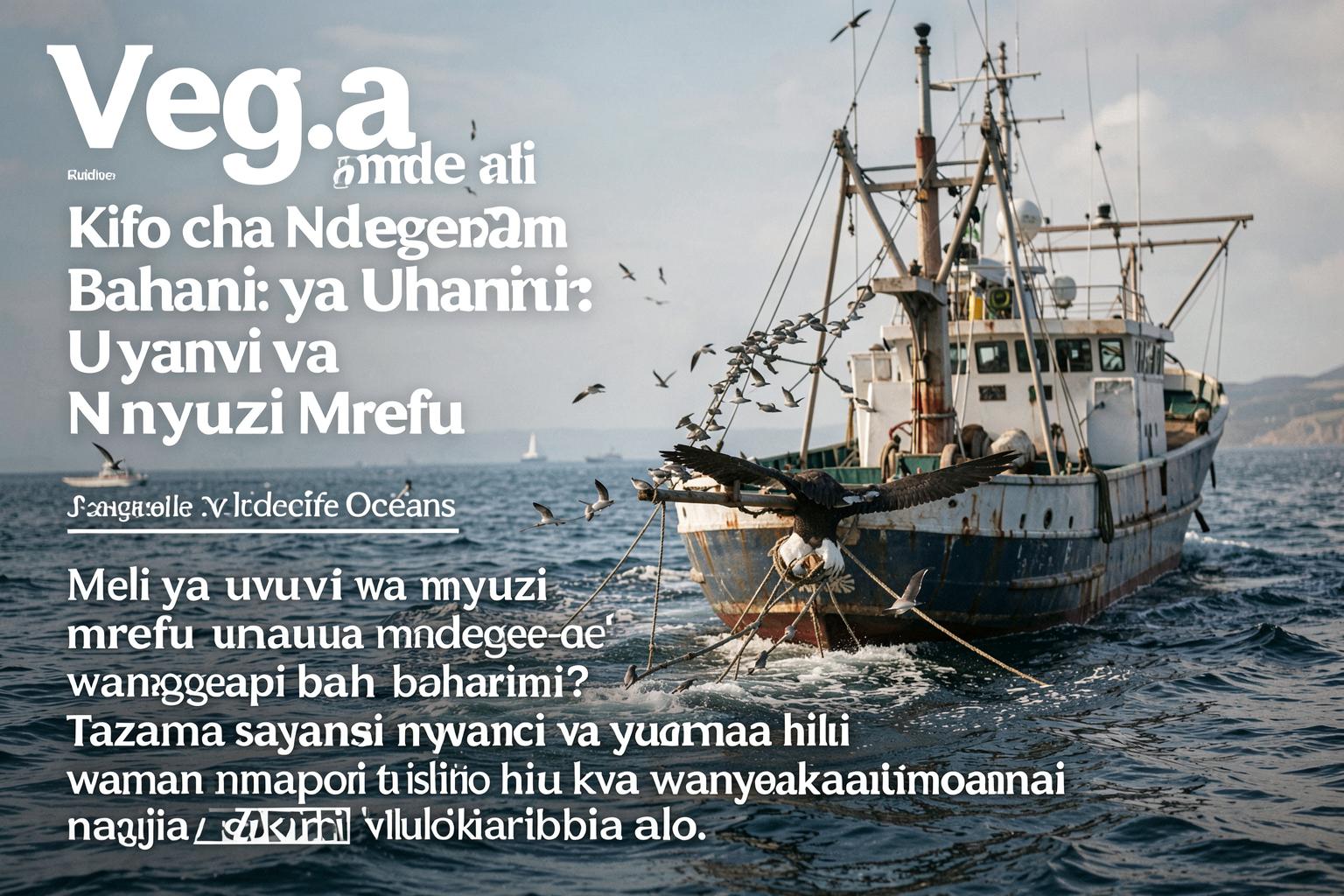 Meli ya uvuvi wa nyuzi mrefu na ndege baharini wanaokaribia ndoana
