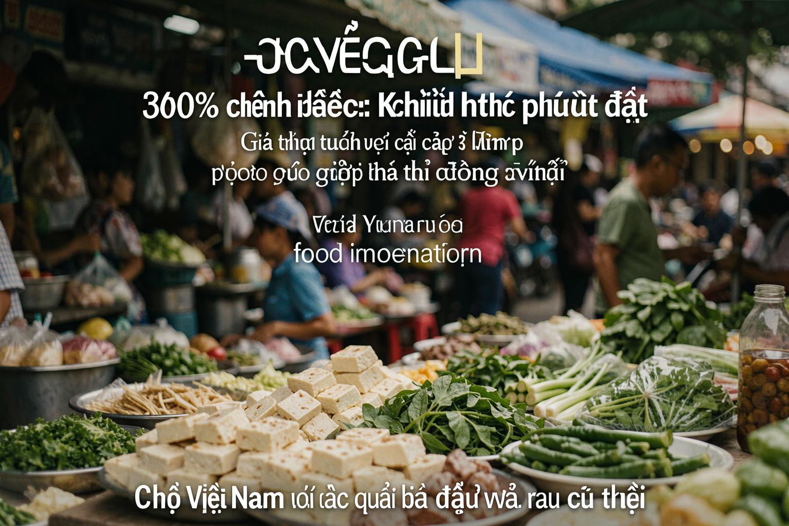 Chợ Việt Nam với các quầy bán đậu phụ và rau củ tươi