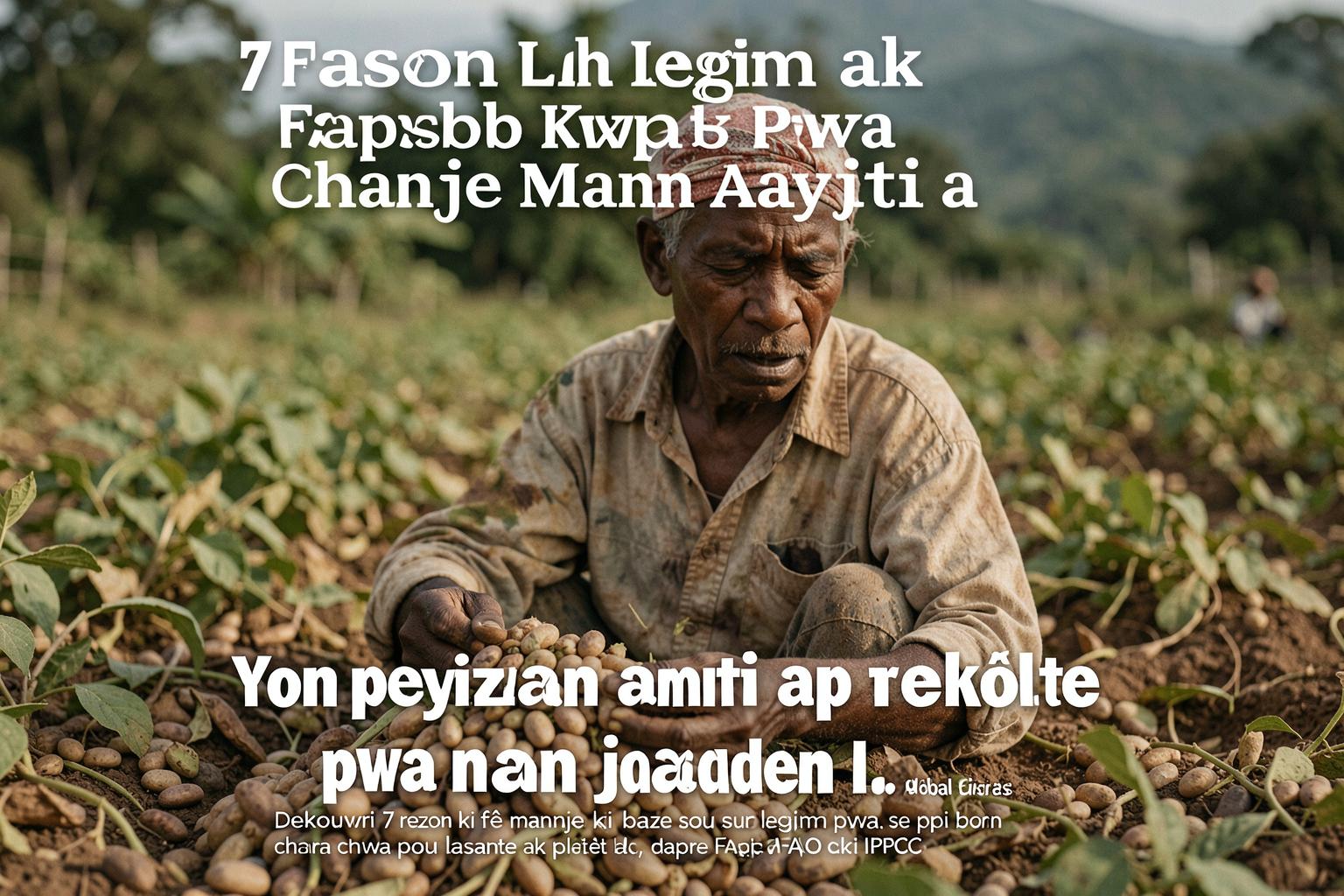 Yon peyizan ann Ayiti ap rekòlte pwa nan jaden l.
