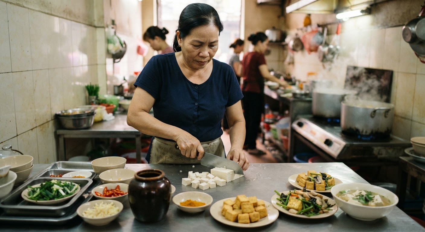Đậu phụ được chế biến thành nhiều món ăn chay hấp dẫn tại Việt Nam.