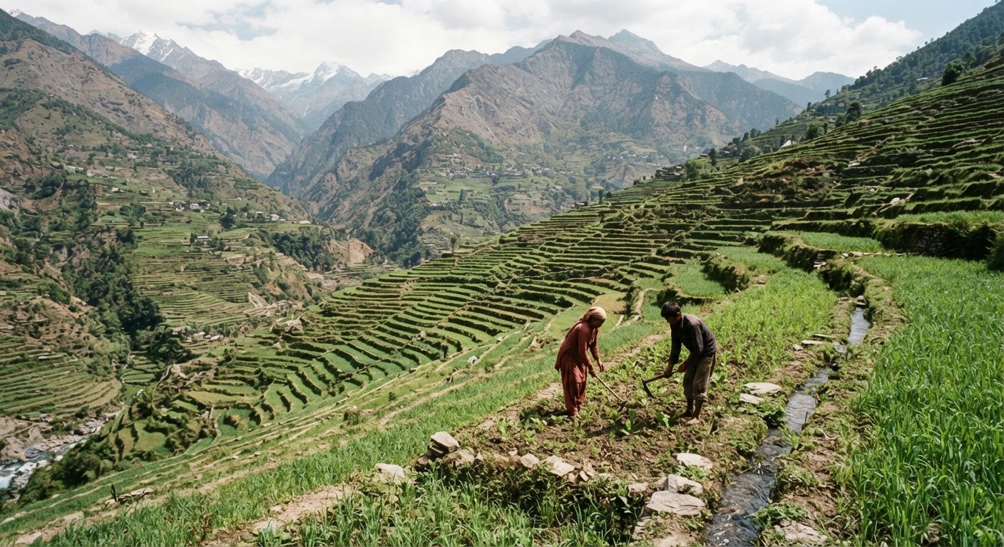 Traditional terraced farming systems in the Himalayas showcase ingenious land use that is often more suited to plant cultivation than large-scale animal grazing.